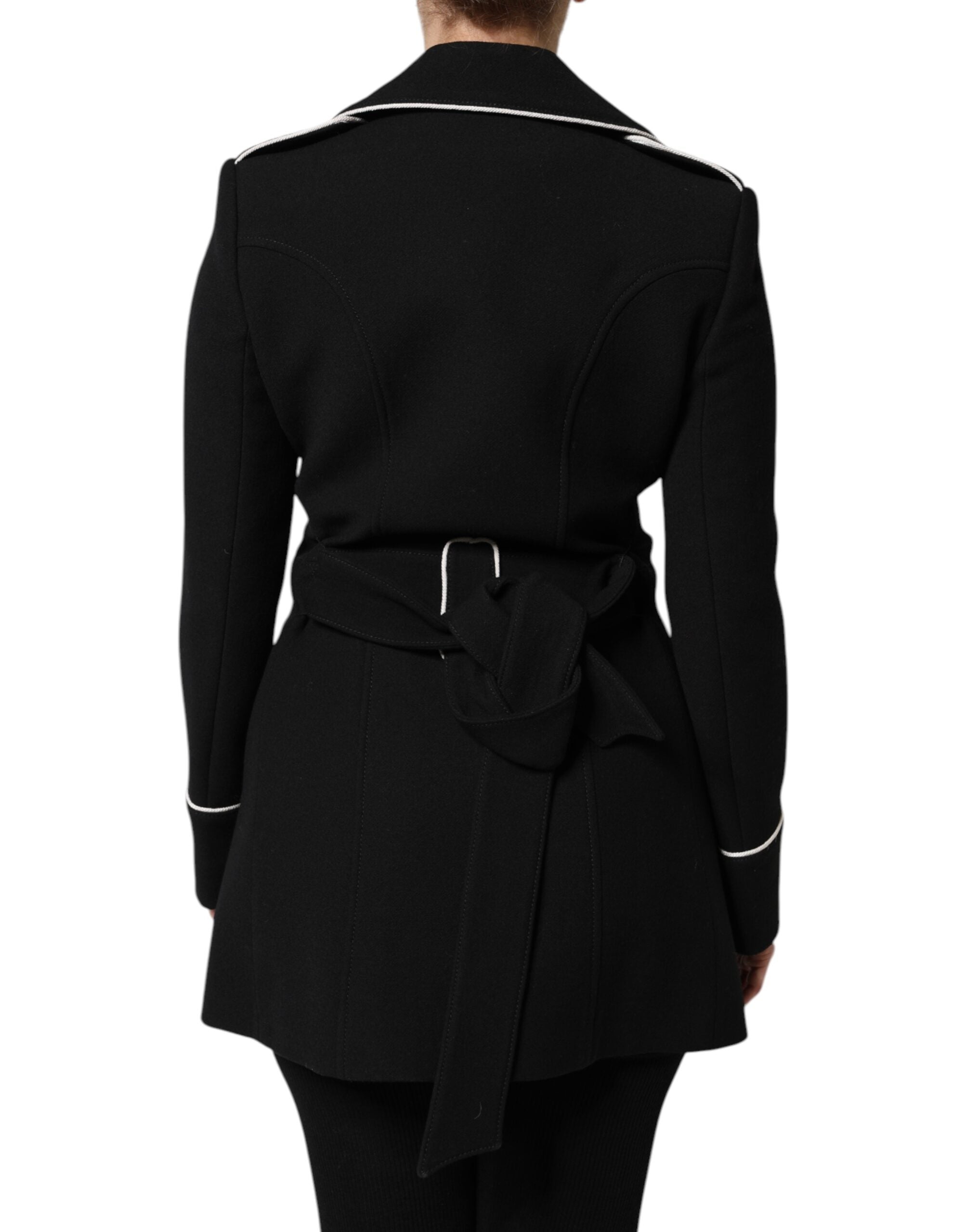Schwarzer zweireihiger Blazer aus Wolle