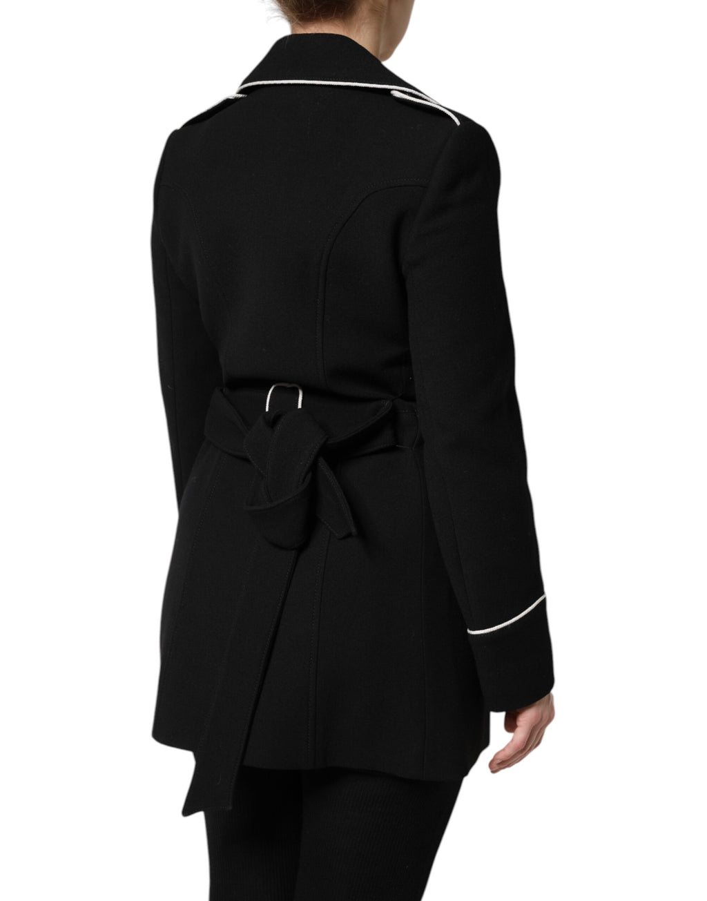 Schwarzer zweireihiger Blazer aus Wolle