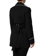 Schwarzer zweireihiger Blazer aus Wolle