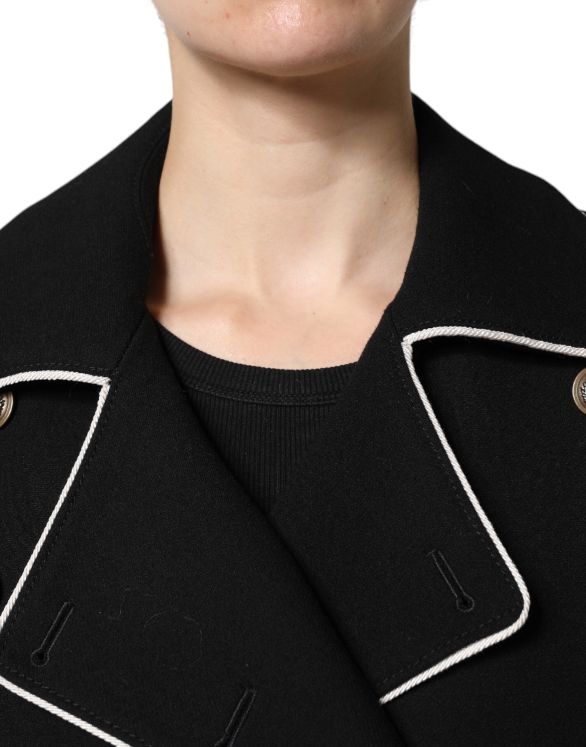 Schwarzer zweireihiger Blazer aus Wolle