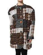 Multicolor Patchwork Button-Down Jacket