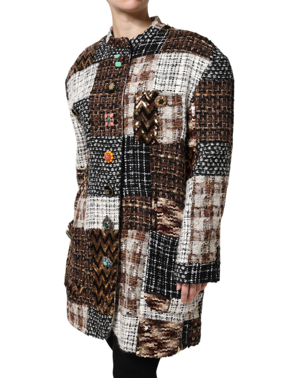 Multicolor Patchwork Button-Down Jacket