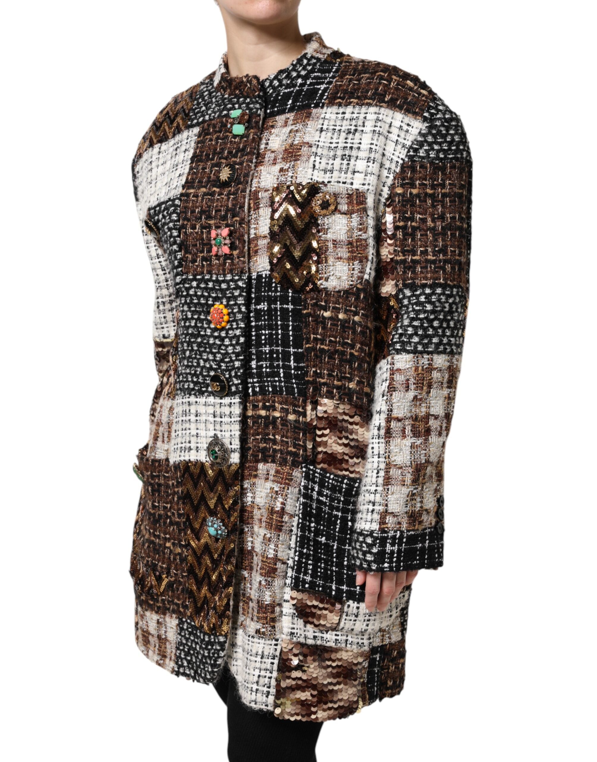 Multicolor Patchwork Button-Down Jacket