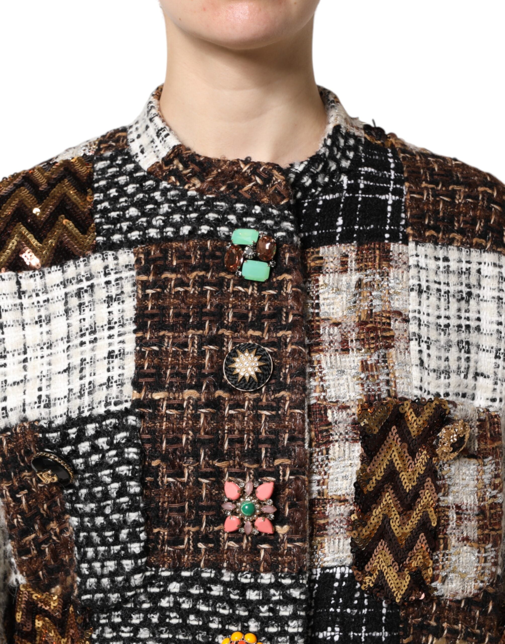 Multicolor Patchwork Button-Down Jacket