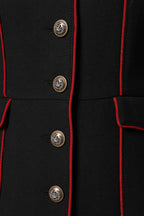 Schwarzer einreihiger Trenchcoat aus Wolle