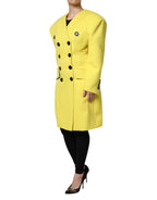 Gelbe zweireihige Trenchcoat-Jacke