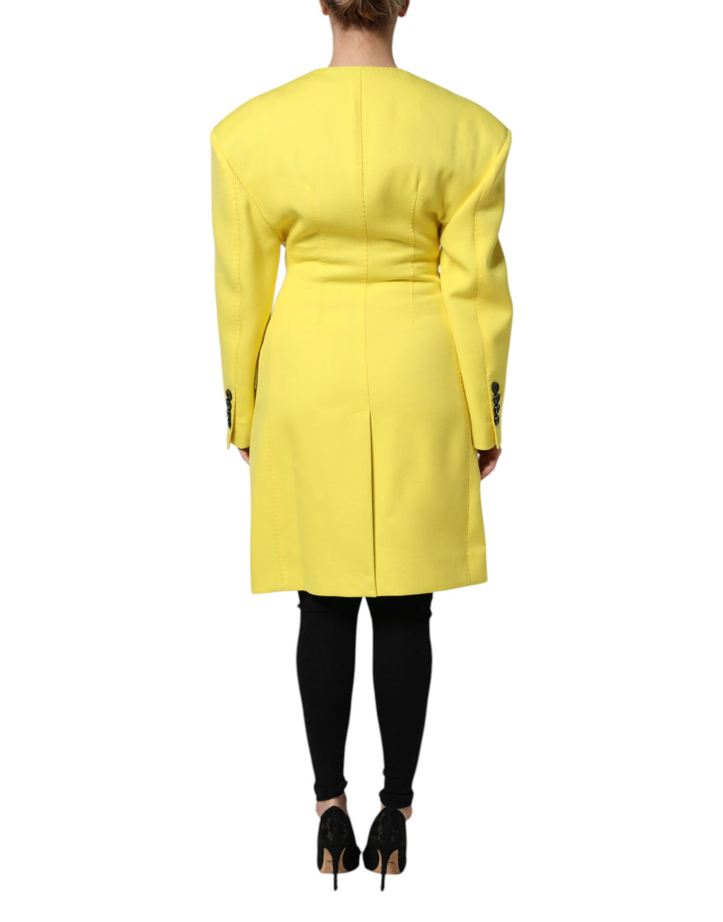Gelbe zweireihige Trenchcoat-Jacke