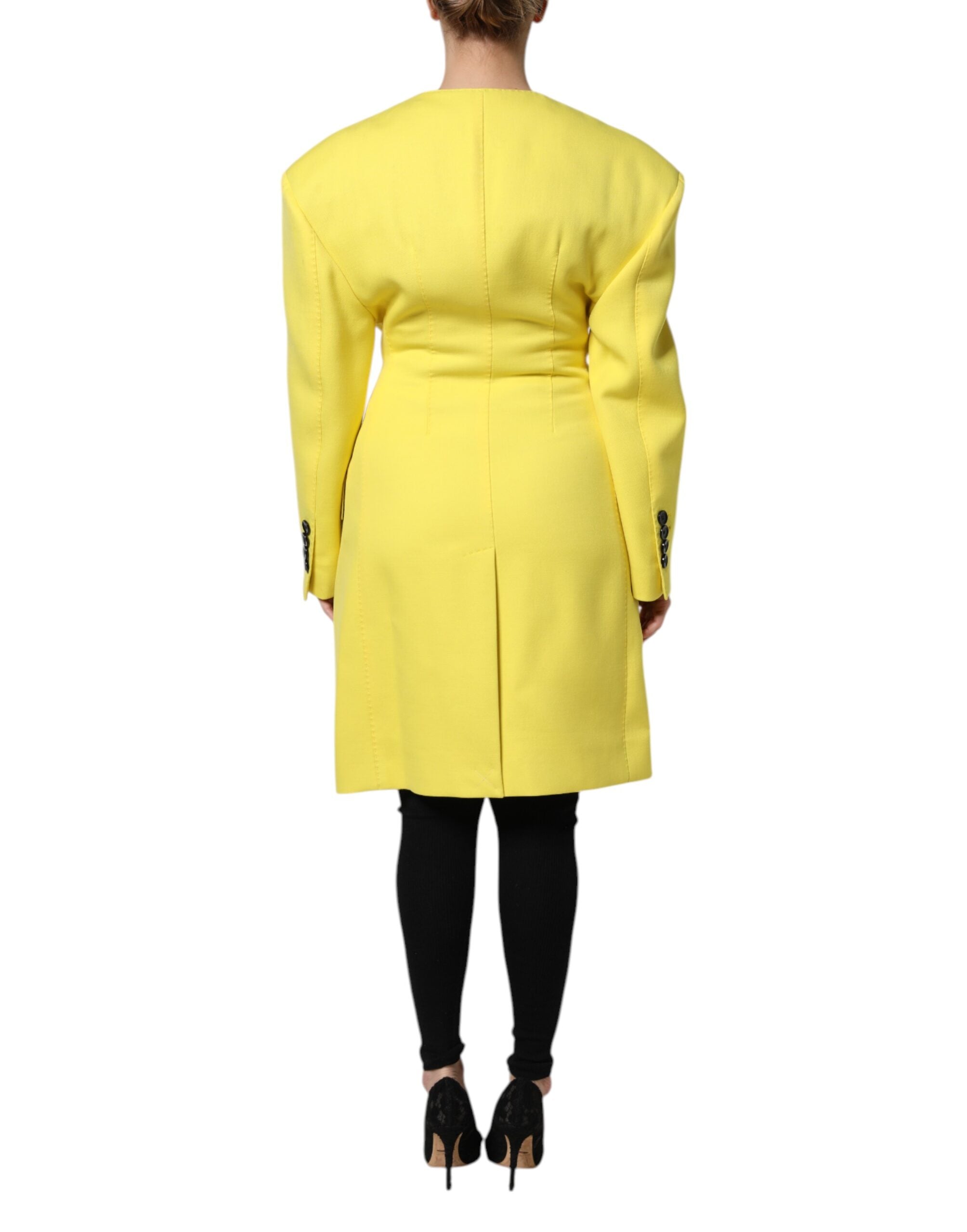 Gelbe zweireihige Trenchcoat-Jacke