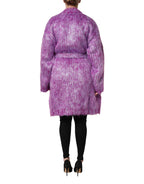 Purple Button Embellished Trench Coat Jacket
