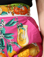Pink bedruckte Hotpants-Shorts mit hoher Taille