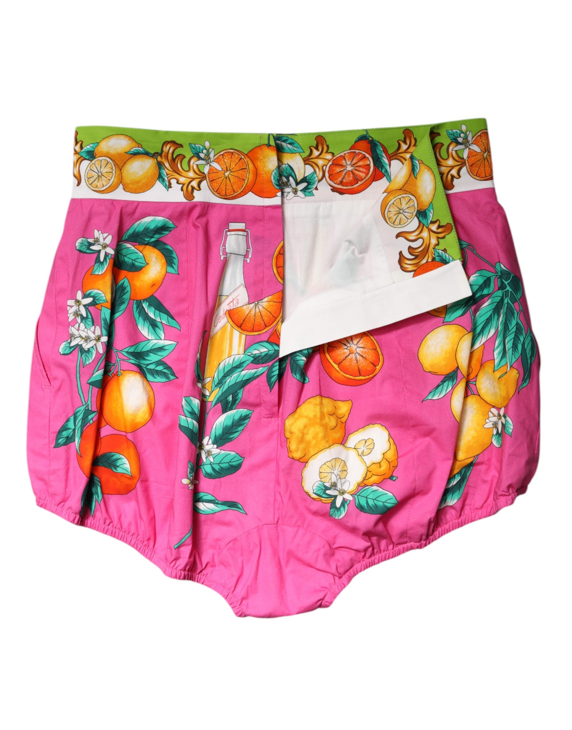 Pink bedruckte Hotpants-Shorts mit hoher Taille