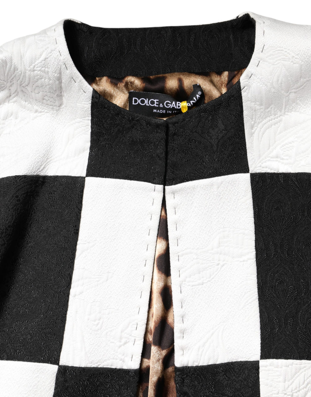 Blazerjacke aus weißem und schwarzem Jacquard-Patchwork