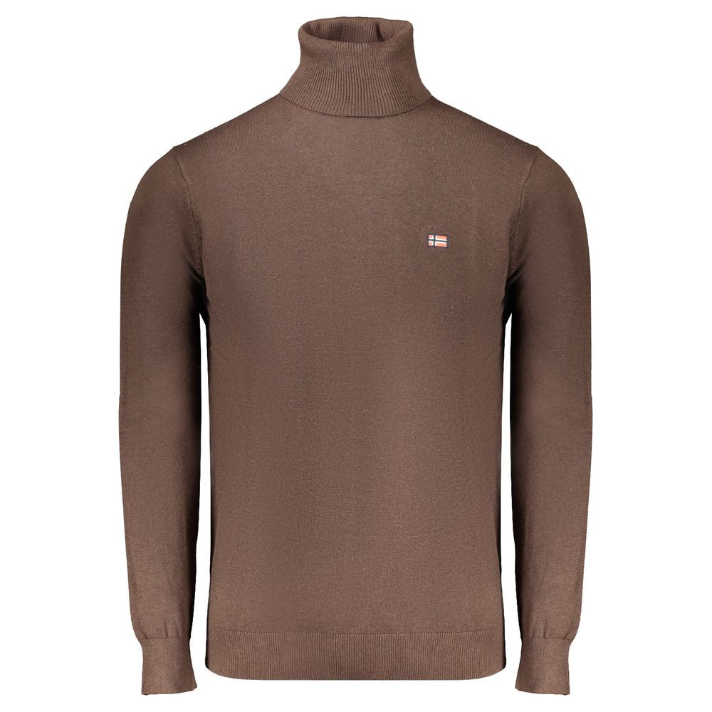 Brauner Polyamid-Herrenpullover