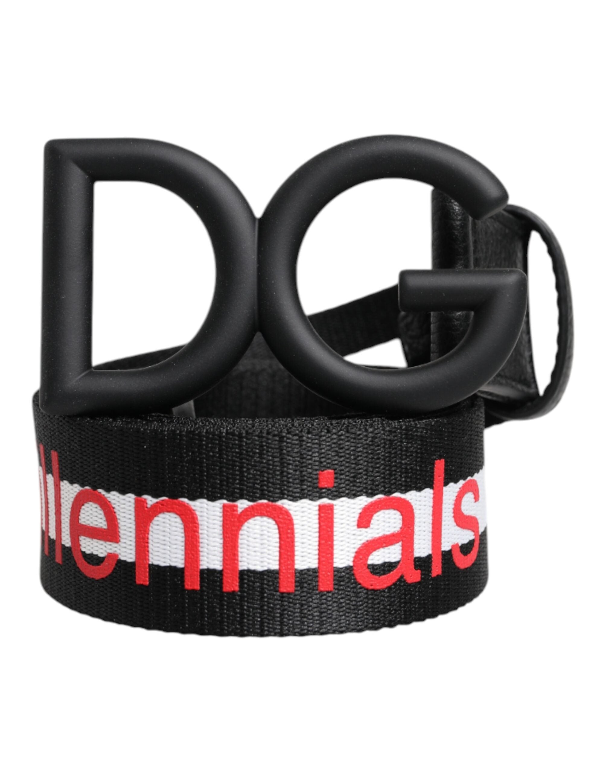 Schwarzer Gürtel aus Polyester mit Logo-Print und DG-Schnalle