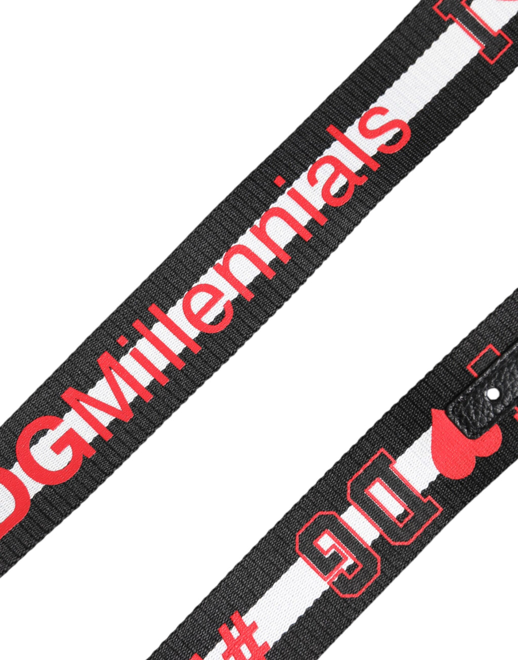 Schwarzer Gürtel aus Polyester mit Logo-Print und DG-Schnalle