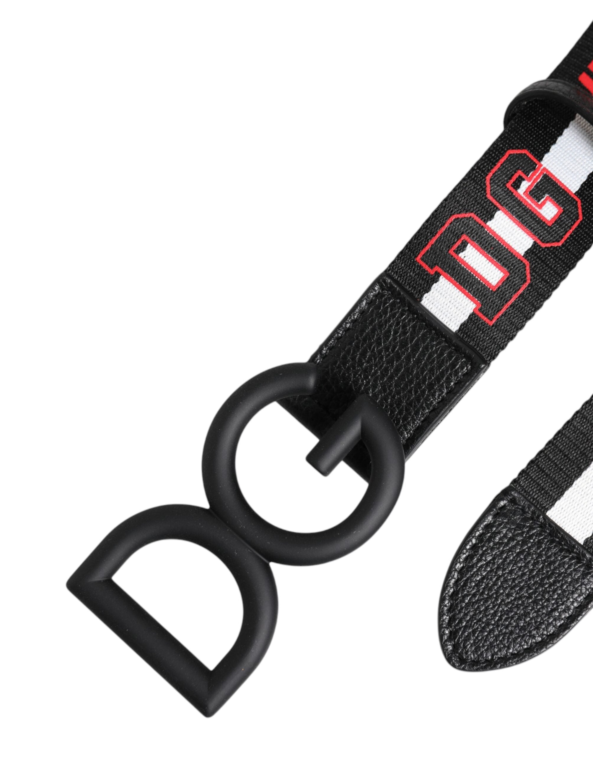 Schwarzer Gürtel aus Polyester mit Logo-Print und DG-Schnalle