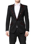 Black SICILIA CrystalEmbellished Coat Blazer