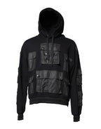 Black Cotton Hooded Sweatshirt