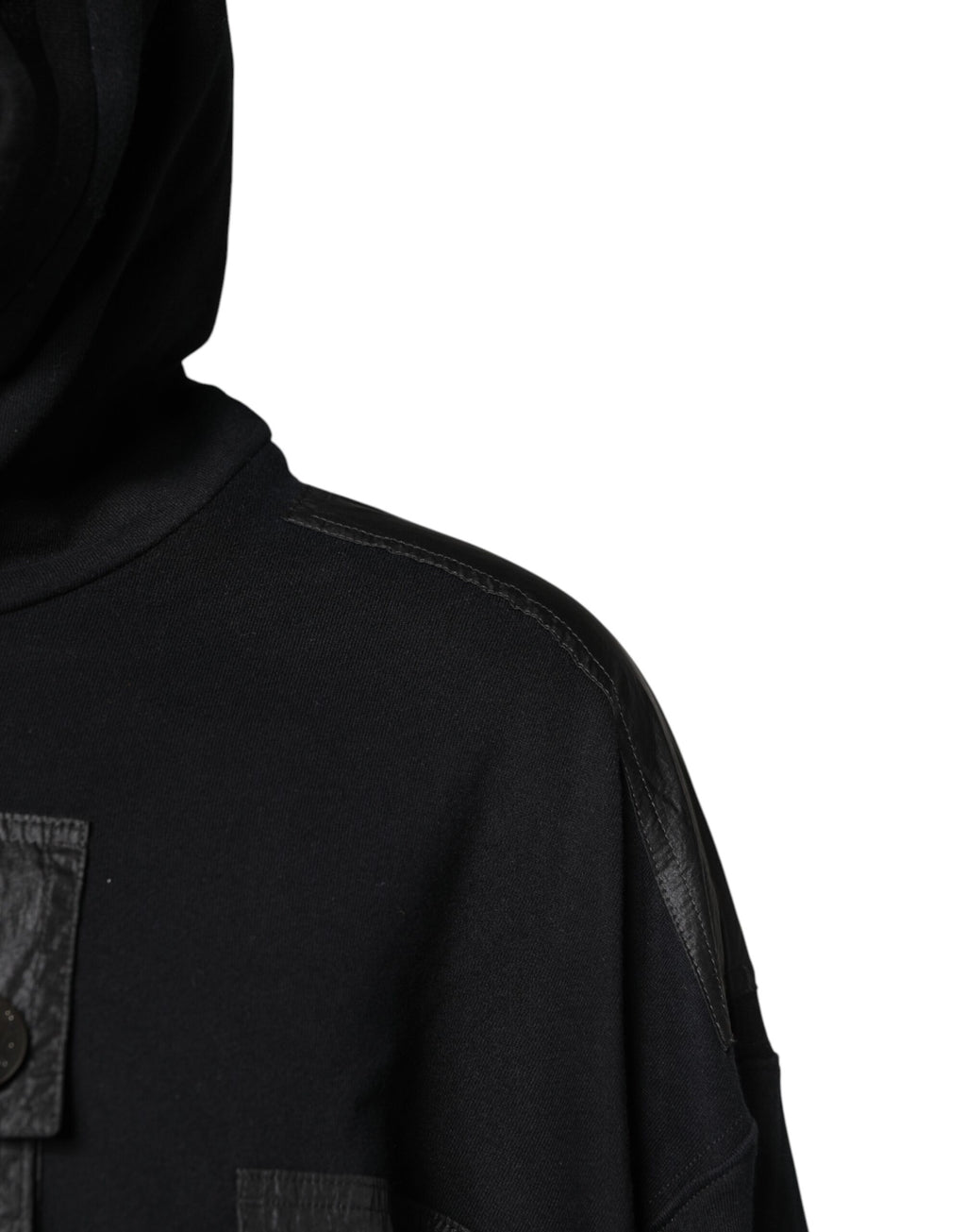 Black Cotton Hooded Sweatshirt