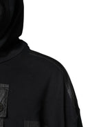 Black Cotton Hooded Sweatshirt