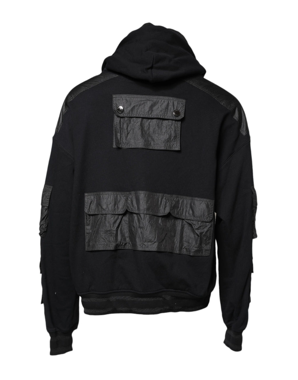 Black Cotton Hooded Sweatshirt