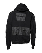 Black Cotton Hooded Sweatshirt