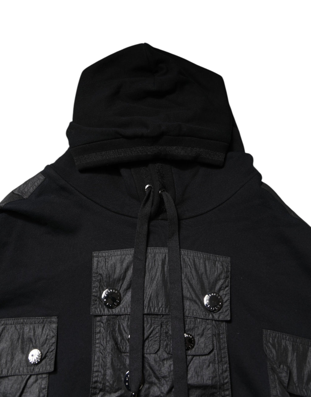 Black Cotton Hooded Sweatshirt