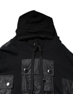 Black Cotton Hooded Sweatshirt