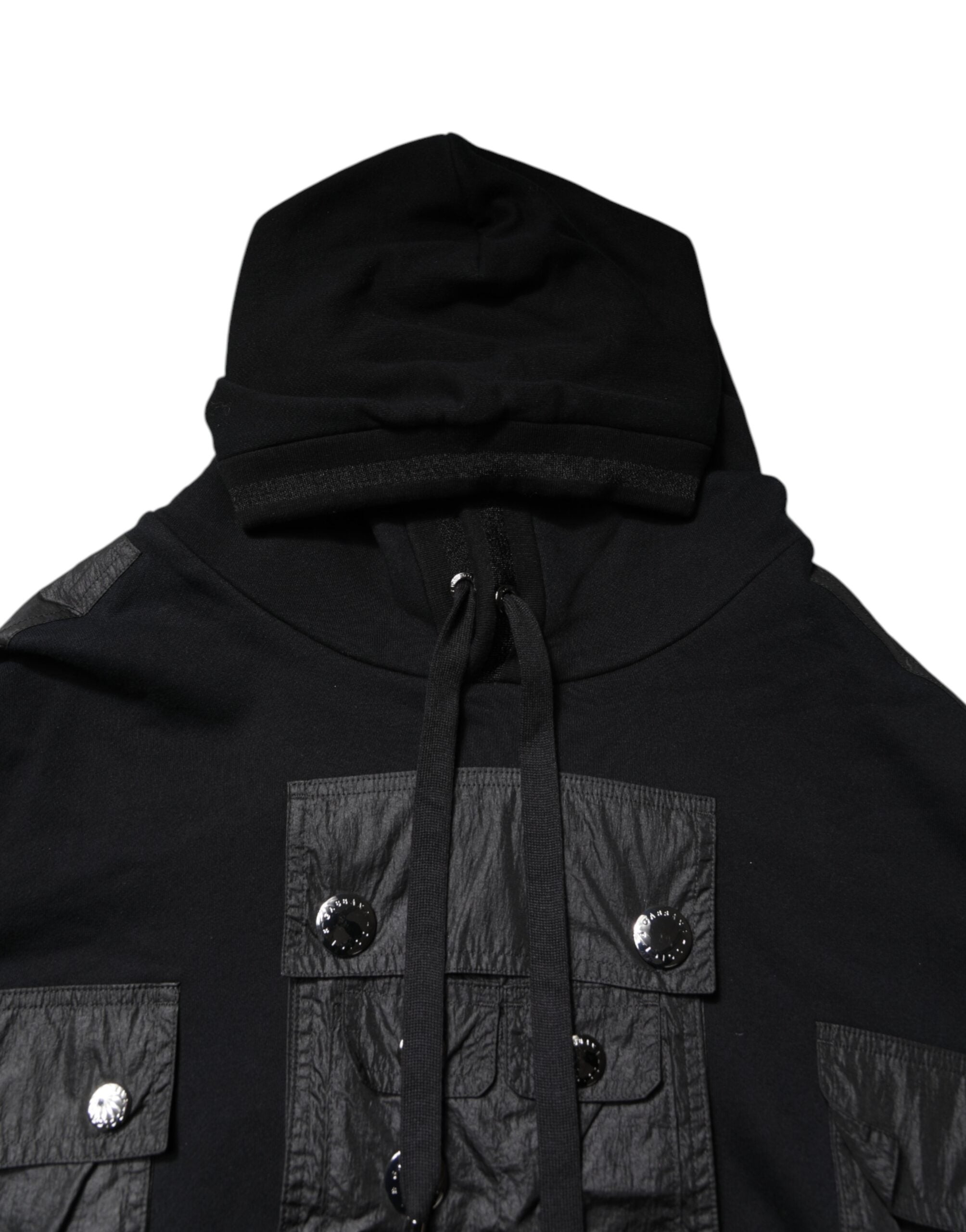 Black Cotton Hooded Sweatshirt