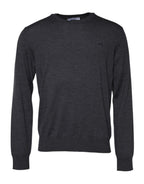 Gray Wool Logo Knitted Men Pullover Sweater
