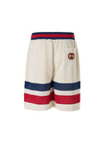 Cremefarbene Polyester-Logo-Shorts