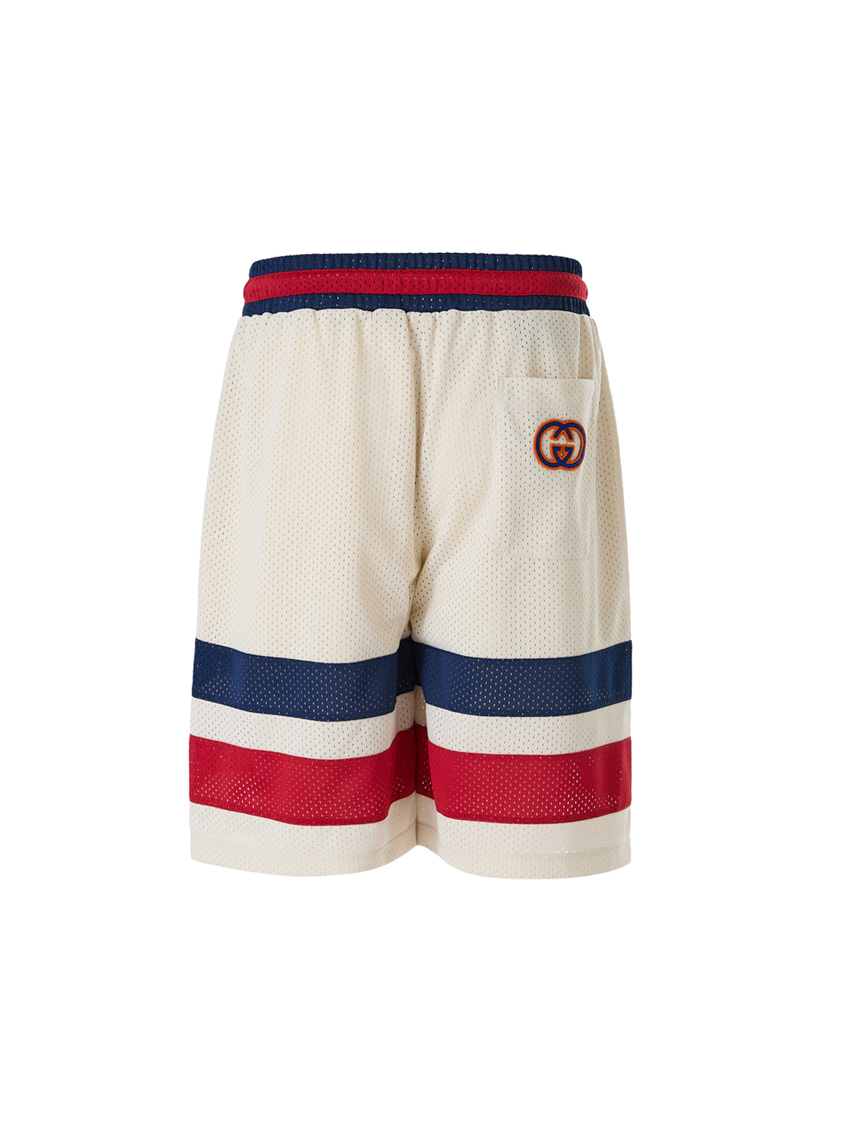 Cremefarbene Polyester-Logo-Shorts