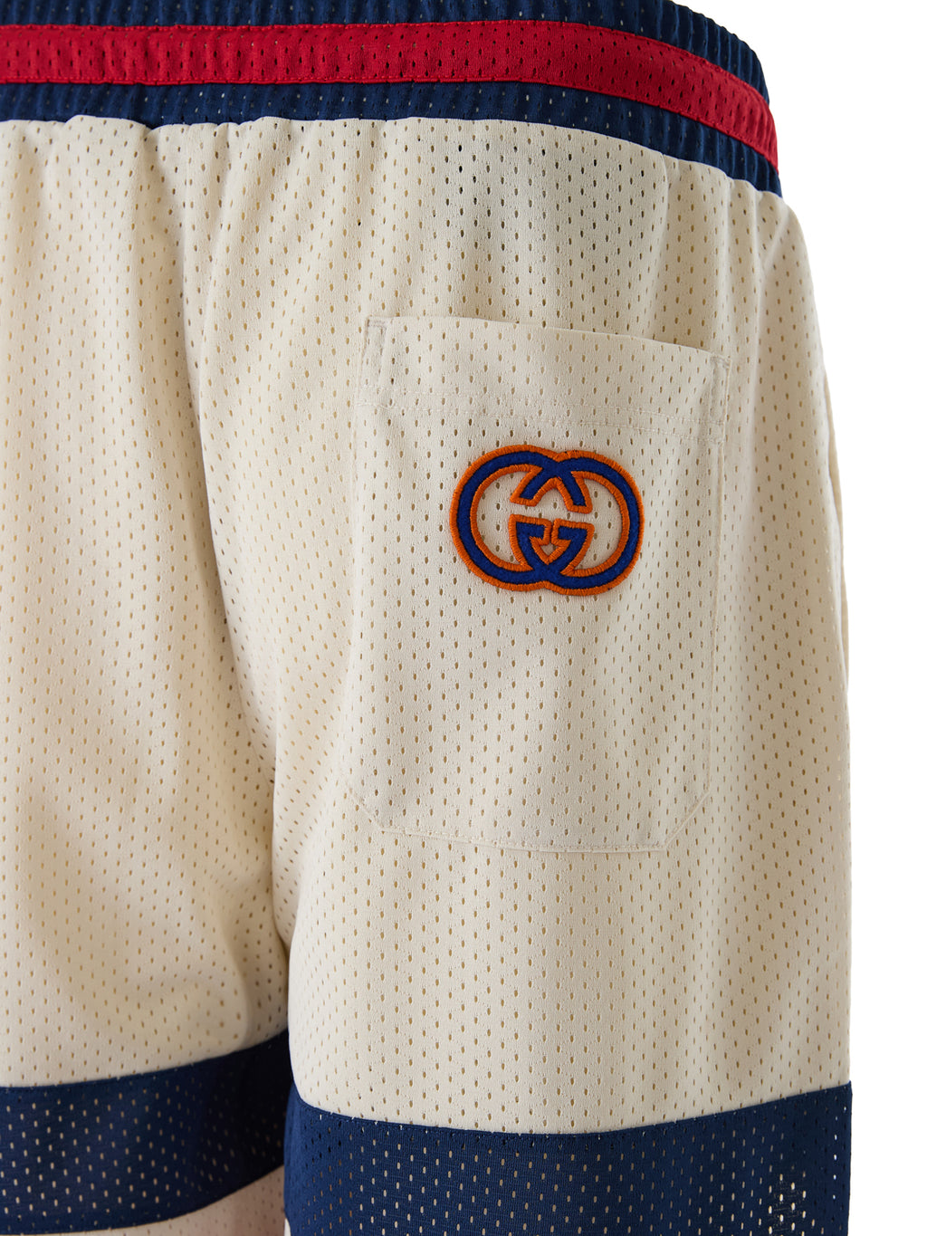 Cremefarbene Polyester-Logo-Shorts
