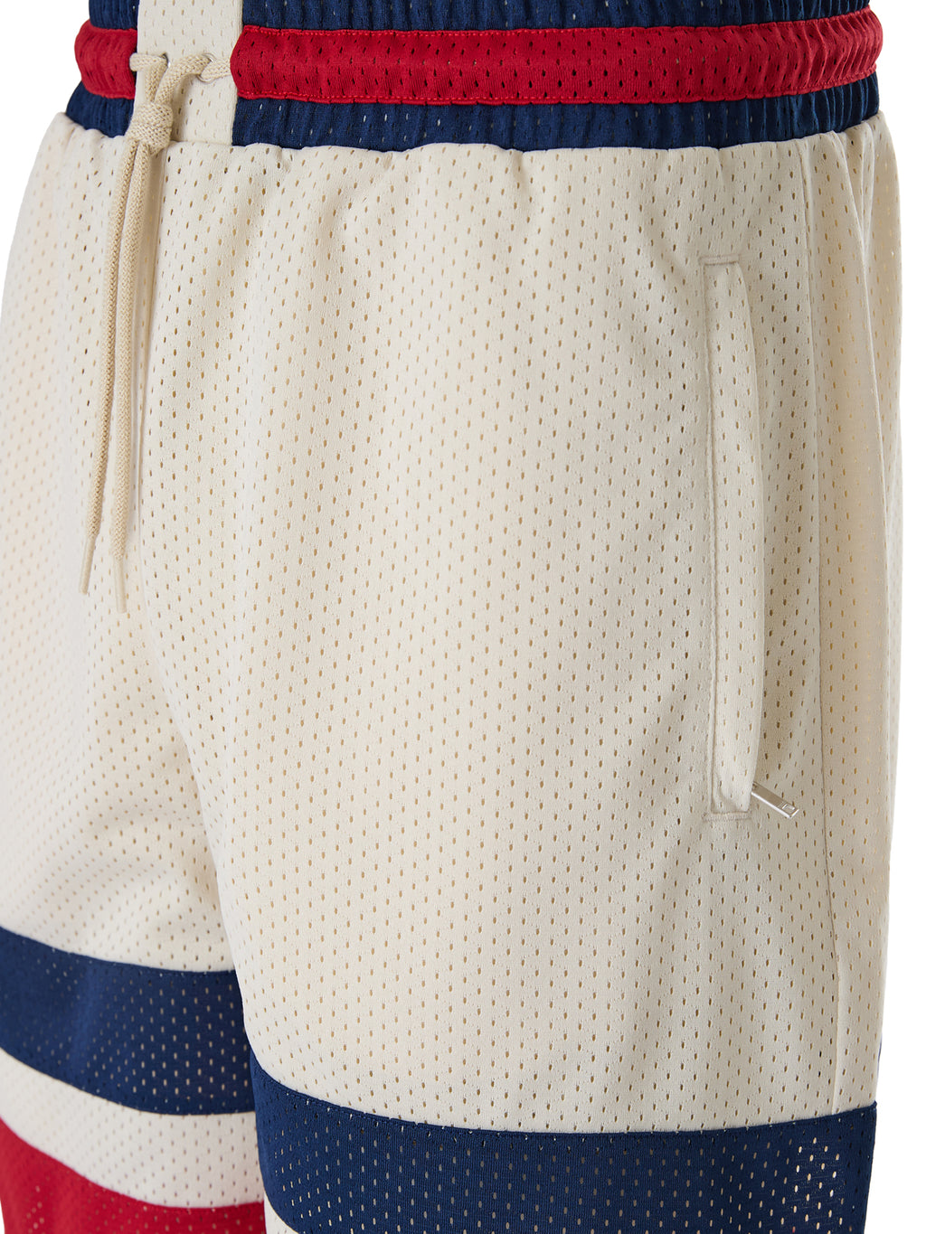 Cremefarbene Polyester-Logo-Shorts