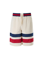 Cremefarbene Polyester-Logo-Shorts