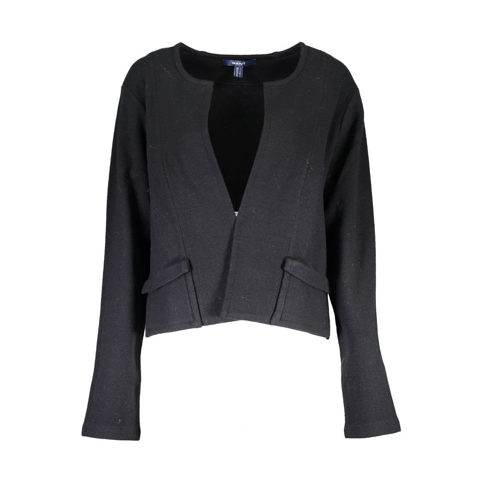 Schwarze Damen Strickjacke aus Wolle