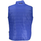 Blue Polyester Men's Sleeveless Jacket