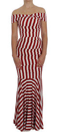 Rotweißes Seiden-Stretch-Kleid