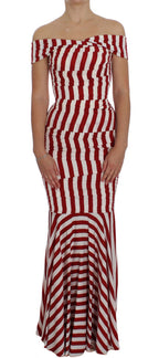 Rotweißes Seiden-Stretch-Kleid