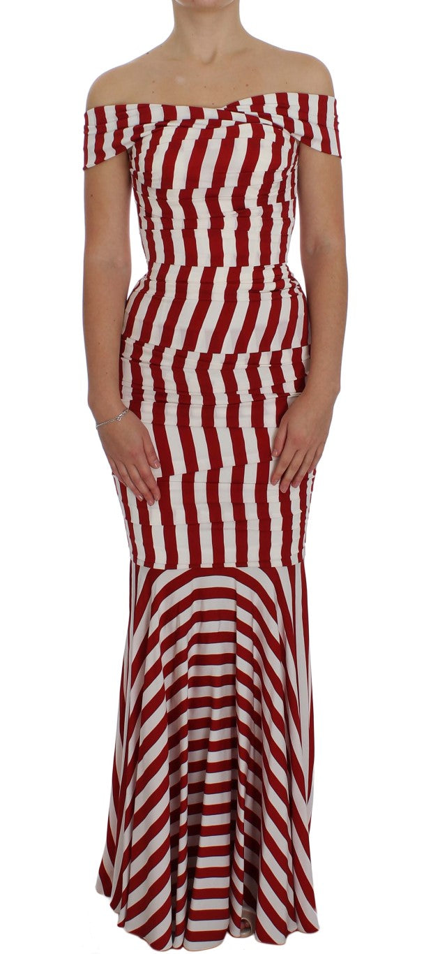 Rotweißes Seiden-Stretch-Kleid