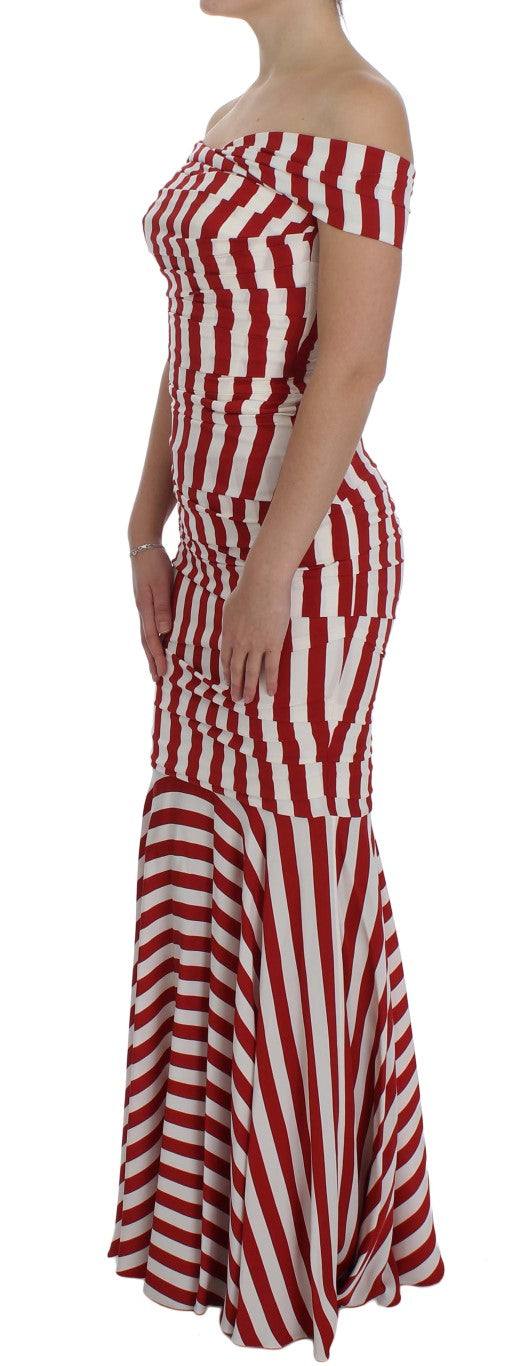 Rotweißes Seiden-Stretch-Kleid