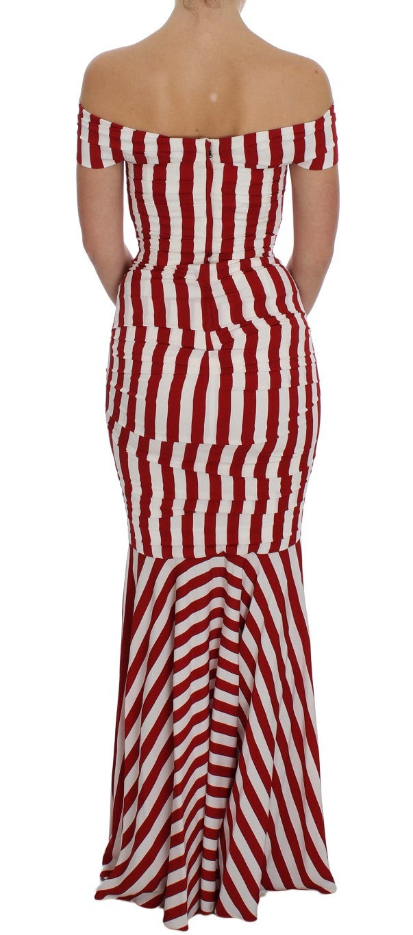 Rotweißes Seiden-Stretch-Kleid