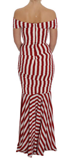 Rotweißes Seiden-Stretch-Kleid