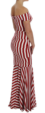 Rotweißes Seiden-Stretch-Kleid