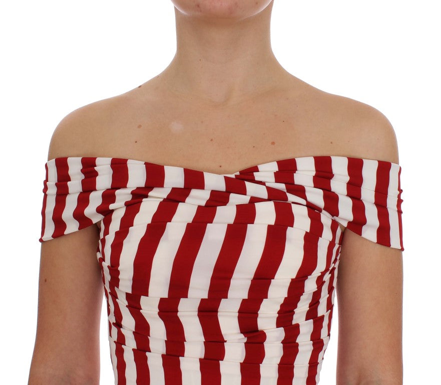 Rotweißes Seiden-Stretch-Kleid