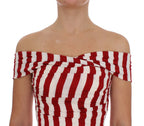 Rotweißes Seiden-Stretch-Kleid