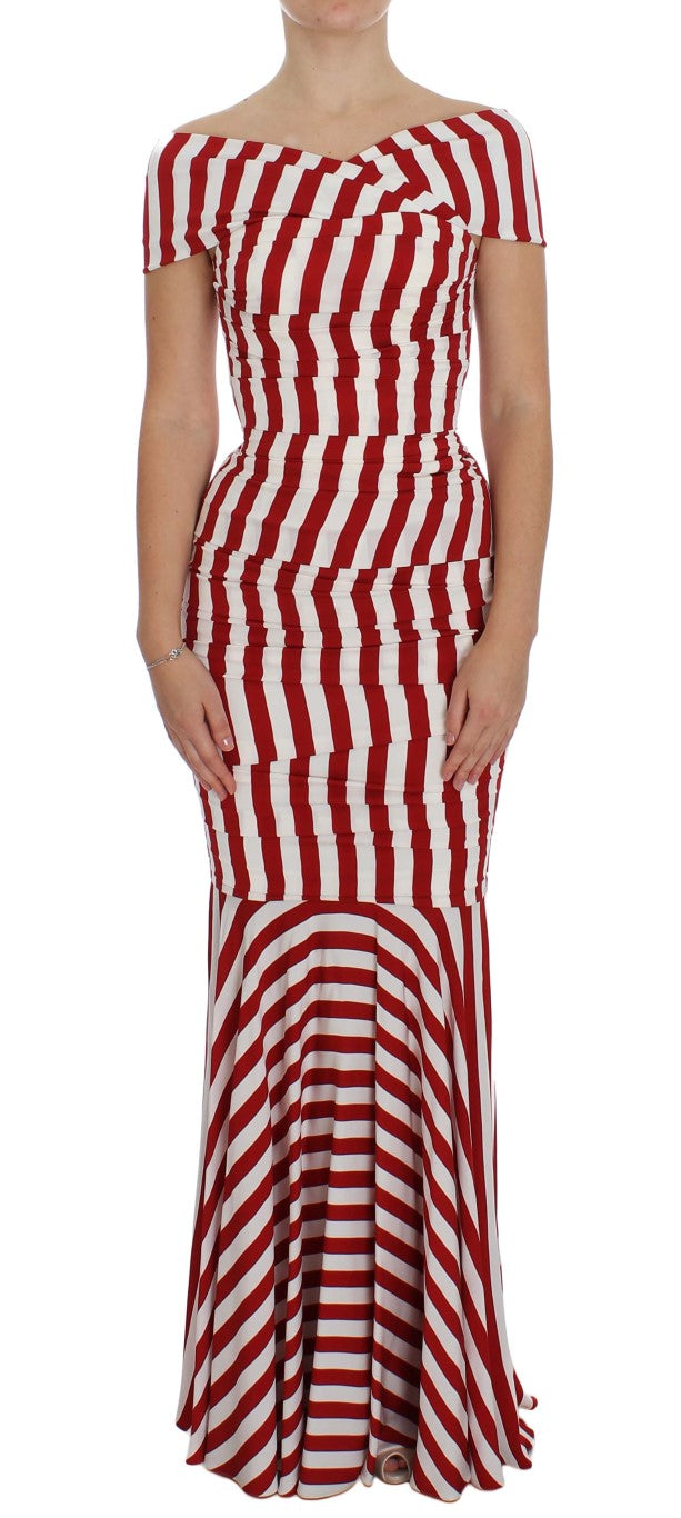 Rotweißes Seiden-Stretch-Kleid