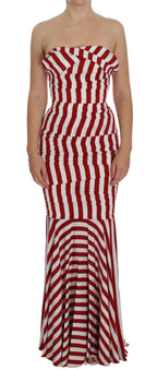 Rotweißes Seiden-Stretch-Kleid