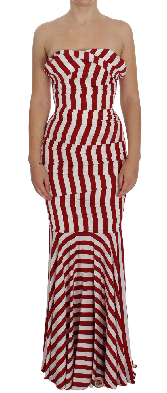 Rotweißes Seiden-Stretch-Kleid