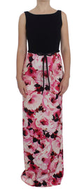 Rosa geblümtes langes Maxi-Etui-Kleid